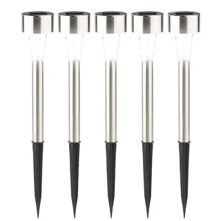PEARL Mini Solar LED Lights: 5er-Set Mini-Solar-LED-Wegeleuchten mit Dämmerungssensor, IP44 (Solarleuchten Balkon, Licht, Boden)