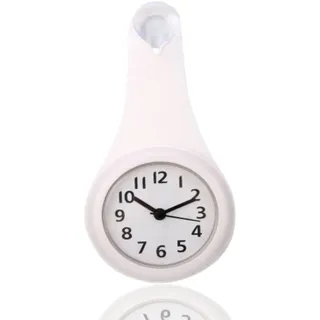 HERCHR Badezimmeruhr Kleine Wanduhr, Baduhr Uhr Für Badezimmer Badezimmeruhr Wasserdicht Mit Haken Für Badezimmer Küche Schlafzimmer, Außenuhr Atomwanduhr Duschuhr(Weiß)