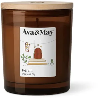 Ava&May Persia Duftkerze 220g Blumig Vegan, 100% pflanzenbasiertes Wachs | Bis zu 60 Stunden Brenndauer.