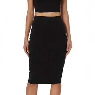 RuiChy Damen Hohe Taille Bodycon Midi-Rock Dehnbar Schwarz Bleistiftröcke Knielang für Büroarbeit Clubwear Lässiger Alltag, L