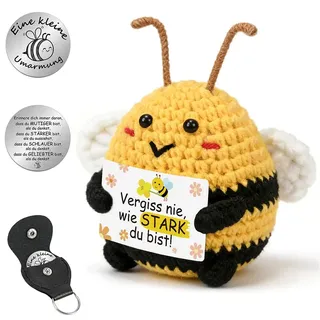 Smlper Geschenk Beste Freundin, Geburtstagsgeschenk für Frauen, Pocket Hug Biene Puppe, Lustige Gehäkelte Glücksbringer, Gute Besserung Geschenke, Mutmacher Geschenk für Schwester Mama Kollegin