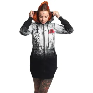 Yakuza Damen Curtain Long Kapuzenjacke Long Zip Hoodie - S