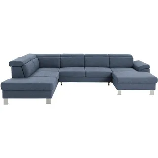 Xora Wohnlandschaft, Blau, Metall, 5-Sitzer, U-Form, 320x226 cm, Stoffauswahl, seitenverkehrt erhältlich, Hocker Rücken echt, Wohnzimmer, Sofas & Couches, Wohnlandschaften, Wohnlandschaften in U-Form