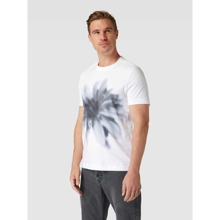 T-Shirt mit Motiv-Print Modell 'Pima', Weiss, L