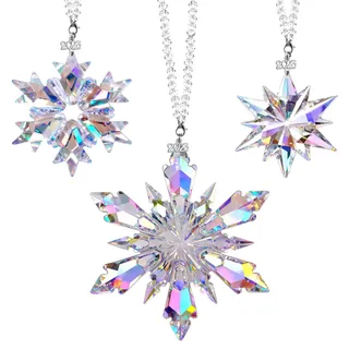 Lanpn 3 STK 2026 Weihnachten Kristall Ornamente, Jährliche Schneeflocken Stern Kristallornament, Kristalle Weihnachtsstern Christbaumschmuck Hängende Deko Geschenk Frauen Mädchen Winterurlaub, Bunt