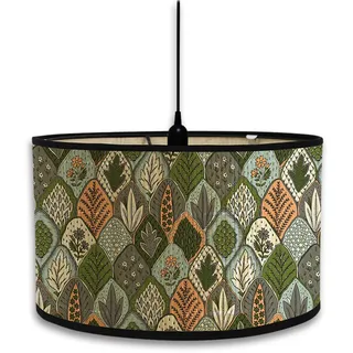 Morbuy Lampenschirm für Tischlampe Bambus, Vintage Druck Tischlampenschirm Stoffschirm Lampe Stehlampenschirme für Stehlampe Deckenleuchte Pendelleuchte Wandleuchte Deko (Grün)