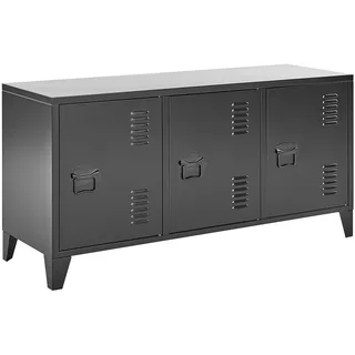 Beliani Lowboard, Schwarz, Metall, 2 Fächer, 120x60x40 cm, Wohnzimmer, Wohnwände, Lowboards, Lowboards stehend