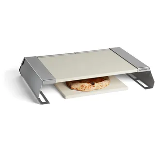 BURNHARD® Pizzaaufsatz für Gasgrills, Pizza Cover mit Cordierit-Pizzasteinen, Edelstahl Pizzahaube, passt ab 56 x 38 cm Grillfläche, ideal für FRED & EARL Grills, Pizza in 90-120 Sek