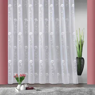 WECKBRODT Gardine »Lilly«, (1 St.), Jacquard, strukturiert, Allover,Motiv,floral,Bleiband, nach Maß, Store weiß