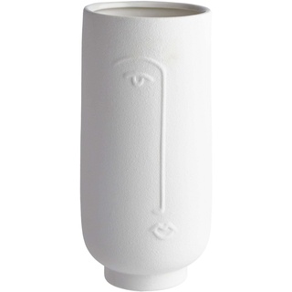 BUTLERS Keramik Vase mit Gesicht in Weiß -LINE Art- Moderne Dekoration für Wohnzimmer und Tischdeko | Blumenvase für Tulpen, Rosen, Pampasgras oder Trockenblumen