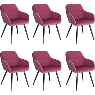 Woltu Esszimmerstuhl Samt rot 6er Set