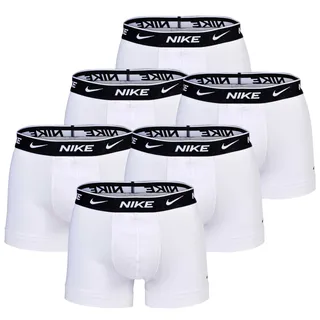 NIKE Herren Boxer Shorts, 6er Pack - Trunks, Logobund, Cotton Stretch Weiß S