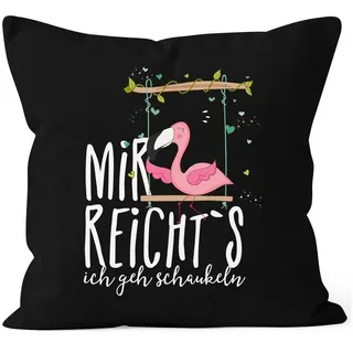 MoonWorks Dekokissen Kissen-Bezug Flamingo Mir reichts ich geh schaukeln Sprüche Spruch schwarz