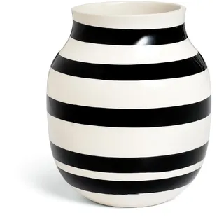 Kähler Vase H20 cm Omaggio Originaldesign mit handgemalte Streifen, schwarz