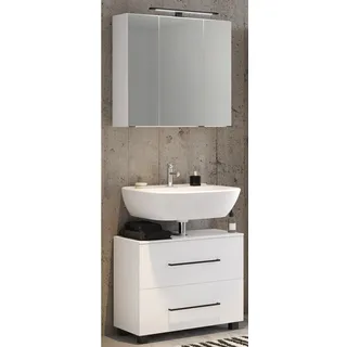 Badmöbel Badezimmer Set weiß Waschtisch-Unterschrank Spiegelschrank Gäste WC Bad