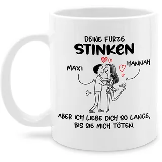 Tasse Tassen 325ml - Partner Freund & Freundin - Deine Fürze stinken I Paar Geschenke Pärchen Valentinstag - 325 ml - Weiß - tee partnertassen liebeserklärung furz kaffeetasse personalisierte
