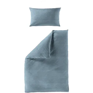 BIERBAUM Chic Uni Seersucker Blau 155 x 220 cm + 2 x 40 x 80 cm