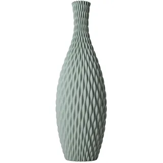 SLIMPRINT Vase Aqua Salbeigrün, D16,2 x H50 cm, Moderne Schlanke Deko Vase mit Wellendesign, Nachhaltig Recycelter Bio-Kunststoff