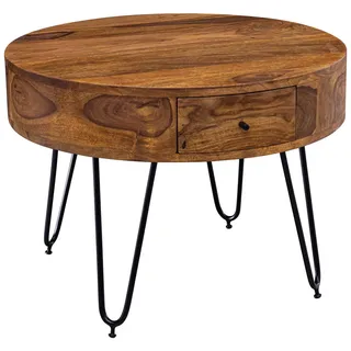 Wohnling Couchtisch rund Braun Sheesham 60 x 60 x 44 cm