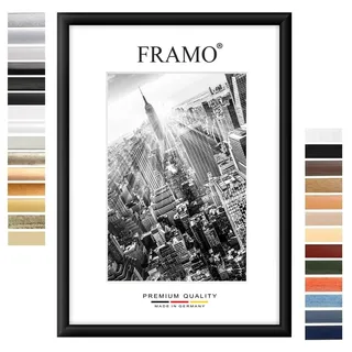 FRAMO Holz Bilderrahmen 80 x 80 cm quadratisch nach Maß - Schwarz matt | Farbe/Größe wählbar | inkl. entspiegeltes Acrylglas | Rahmen für Puzzle | Foto | Poster