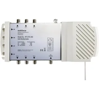 Renkforce RF-STS-360 SAT Multischalter Eingänge (Multischalter): 5 (4 SAT/1 terrestrisch) Teilnehmer-Anzahl: 6 Quad-LNB-tauglich