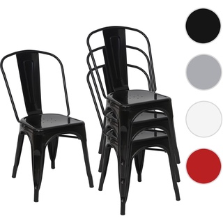 4er-Set Stuhl HWC-A73, Bistrostuhl Stapelstuhl, Metall Industriedesign stapelbar ~ schwarz