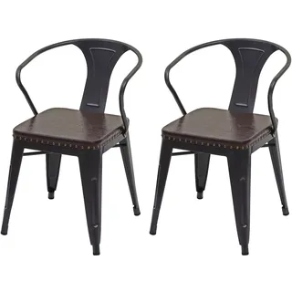 Mendler Esszimmerstuhl HWC-H10d Kunstleder schwarz-braun 2er Set