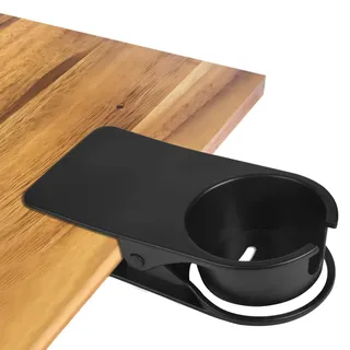 Trinkbecherhalter Clip Kreativen Büro Becherhalters Getränkehalter Clip Schreibtisch Stuhl Kanten Cupholder Tasse Untertasse Clip Design für Wasser,Getränke,Limo,Kaffeetasse für Zuhause,Büro (BLACK)