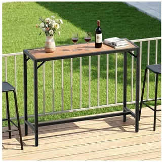 TLGREEN Gartentisch WPC Gartenbartisch 120x38x98cm (Wetterfester Bartisch Outdoor mit Metallgestell und verstellbaren Füßen, Stabiler Stehtisch Balkon Terrasse), Hochtisch Partytisch Tresentisch für Küche Wohnzimmer
