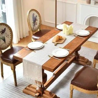 Kaffee- Serviertisch, Baumwolle, Leinwand, Landhausstil, 180 cm lang, mit Handtüchern, antik Hahn, für Urlaub, Feiern und tägliches Gebrauch - Beige