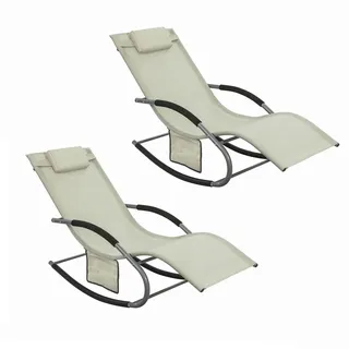 SoBuy Sonnenliege 2 Personen 150 x 60 x 30 cm Beige
