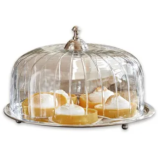 LOBERON Kuchenglocke Allaire - Tortenplatte Mit Fuß & Glasglocke Für Kuchen & Torte - Backzubehör Aus Glas & Edelstahl - ø 32,5 cm,