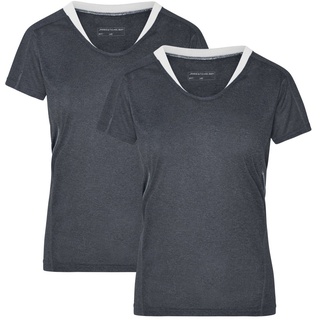 James & Nicholson Laufshirt Doppelpack Damen Kurzarm Laufshirt Running T-Shirt JN471 (Doppelpack, 2 Stück) Atmungsaktiv und Feuchtigkeitsregulierend grau XL
