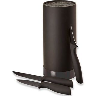 ECHTWERK Messerblock Black Edition, Messer Set 4tlg mit Borsteneinsatz 11 cm x 22 cm, inkl. 3 Kochmessern schwarz OTTO