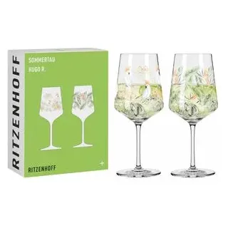 Ritzenhoff Cocktailgläser Sommertau Hugo, Aperitifglas, 544ml, Dekor mit Flora und Fauna, 2 Stück