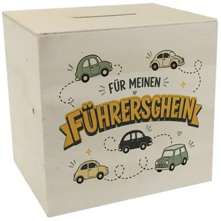 speecheese Spardose Spardose Holz Führerschein Sparschwein für Autofans Sparbüchse Mit