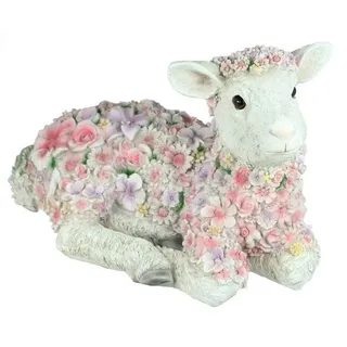colourliving Gartenfigur Deko Schaf Florence Lamm Figur liegend Schaf Deko, (Blumenschaf), 39 cm lang, Dekofigur Schaf, handbemalt, detailreich hergestellt bunt