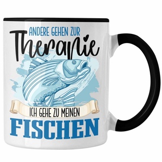 Trendation Tasse Trendation - Angler Tasse Geschenk für Fisch Besitzer Therapie Lustige schwarz