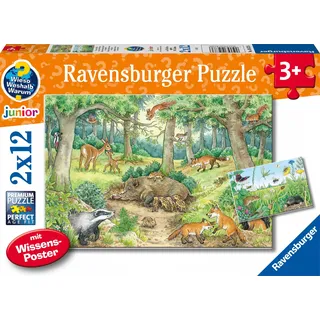 Ravensburger Kinderpuzzle 2x12 Teile - Wieso? Weshalb? Warum? Tiere im Wald und auf der Wiese