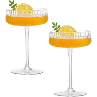 DAJASD Espresso Martini Gläser, 2 Stück Cocktailgläser Set, 250 ml Martinigläser, Champagnerschalen Langer Stiel für Champagner Espresso Martini Cosmopolitan Für Party Festival Bar Geschenk