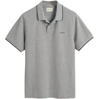 GANT Tipped Piqué Kurzarm-poloshirt Grey Melange XL