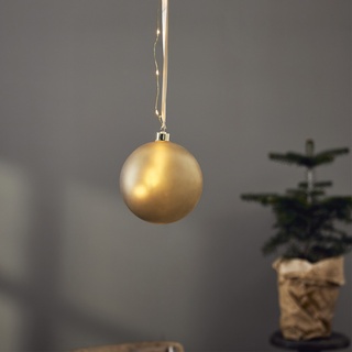 LED Christbaumkugel - Weihnachtskugel - Glas - 18 warmwei√üe LED - D: 15cm - Timer - Batterie - gold