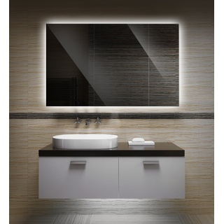 Bilderdepot24 Badezimmerspiegel mit Beleuchtung LED Spiegel - 80x60 cm -Badspiegel mit Licht - Design Spiegel für Bad und Gäste WC hinterleuchtet - beleuchteter Wandspiegel - OZ-LED I SUA-6069