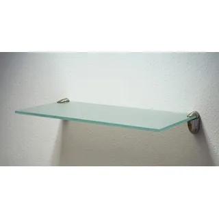 Dekoleidenschaft Wandregal aus 6mm Glas, satiniert, Verschiedene Formen und Größen, Glasregal, Glasboden, Glasablage, Badregal, Eckregal Bad Ablage Regal (Wandclips Midas Silber, 90x20 cm)