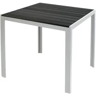 INDA-EXCLUSIV Alu Non-Wood Gartentisch Silber/Schwarz 90x90x74cm-D726911