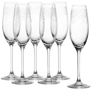 LEONARDO Sektglas Chateau, Kristallglas, 6 Prosecco Gläser, inkl. Gravur, Spülmaschinenfest weiß