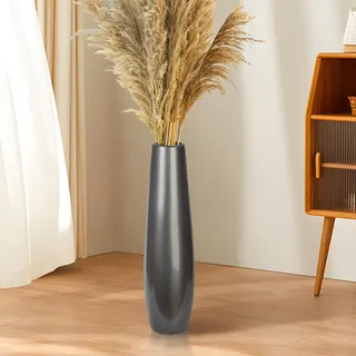 TDIAVH Keramik-Bodenvase, silberfarben, 45 cm hoch, große moderne Blumenvasen für Wohnzimmer-Dekoration, Weidenvase, große Bodenvase, Dekorationen für Bauernhaus, Schlafzimmer, Zuhause, stehende