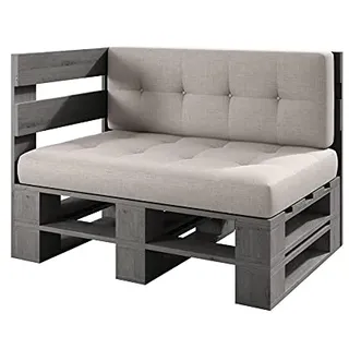 sunnypillow Palettenmöbel Europaletten, Grau Eckbank 120x80cm | Indoor & Outdoor, Lounge gartenmöbel Holz gartenmöbel Set, Lounge möbel Terrasse Balkon loft Stil Paletten Palette