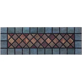 Nicoman Schmale Trittmatte Barriere-Fußmatte Umweltfreundliche Kratz- und Saugfähige Innen-/Außen-Türmatte (Blauer Rand) -75x25cm (30''x10''), 1 Stück