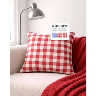 texpot Kissenbezug 40 x 40 cm 20mm Karo rot-weiß Reißverschluss Landhaus Sofakissen Dekokissen Vichy Bayernkaro